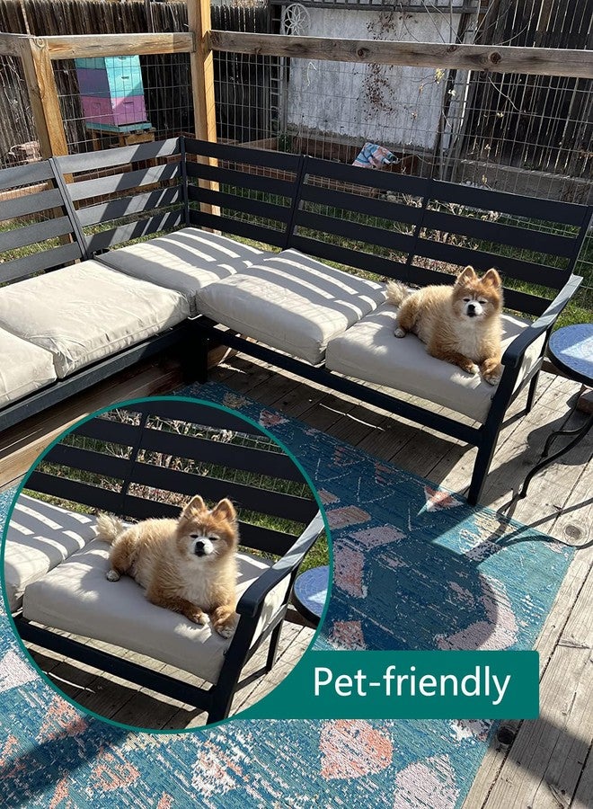 Sqodok Patio Cushion Cover 25x25 inch, Waterproof Outdoor Cushion Covers Replacement for Outdoor Furniture, Large Cushion Slipcover Set of 2 Sectional Cushions Cover for Sofa Couch Chair, Tan - Image 5